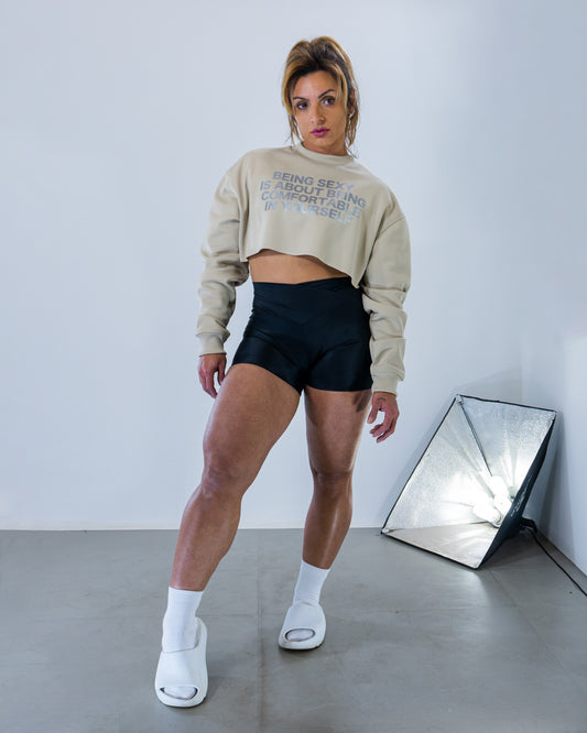 Moletom Cropped Sexy - Cream