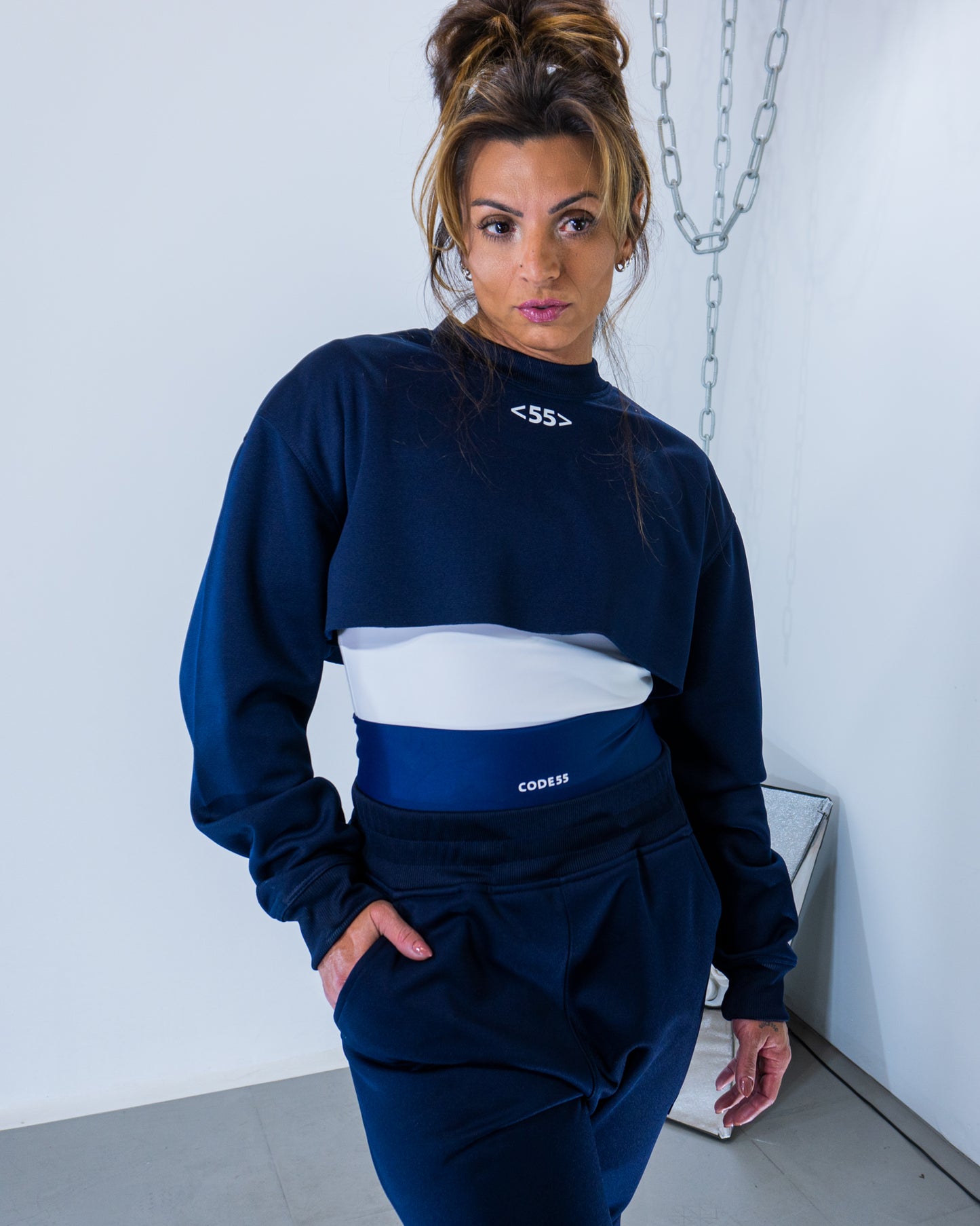 Moletom Cropped Chill 55 - Bleu